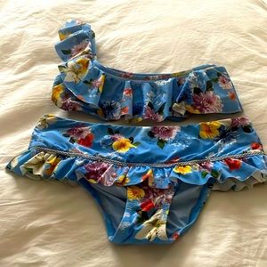 Nanette Lapore one shoulder, ruffle, skirted bikini